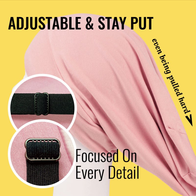 PARISBELLA Satin Lined Sleep Cap Bonnet for Curly Hair and Braids  Stay On All Night Hair Wrap with Adjustable Strap for Women and Men  Pink  Pack of 1 - Image 4